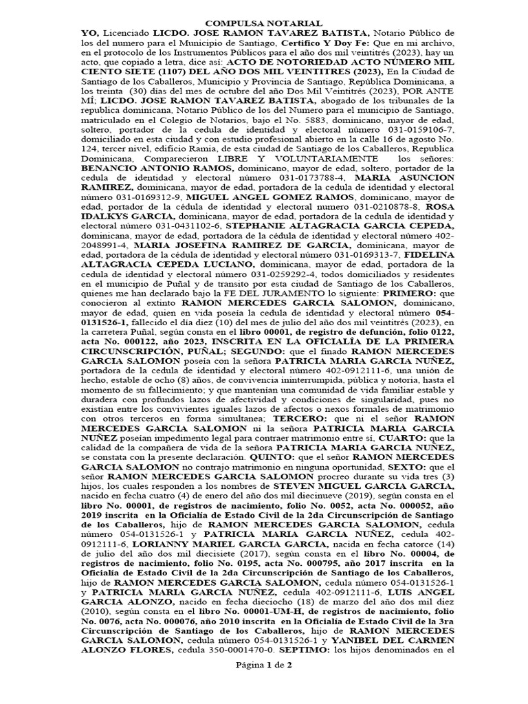 Compulsa Patricia Garcia-1 | PDF | Derecho Civil (Common Law) | Ley común