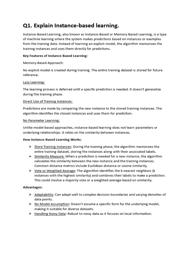 Instance-Based Learning in Machine Learning | PDF | Support Vector ...
