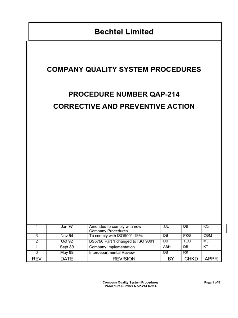 214-04a - CORRECTIVE AND PREVENTIVE ACTION | PDF | Iso 9000 | Project ...