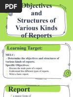 Lesson 7 Objectives and Structures of Various Kinds of Reports.