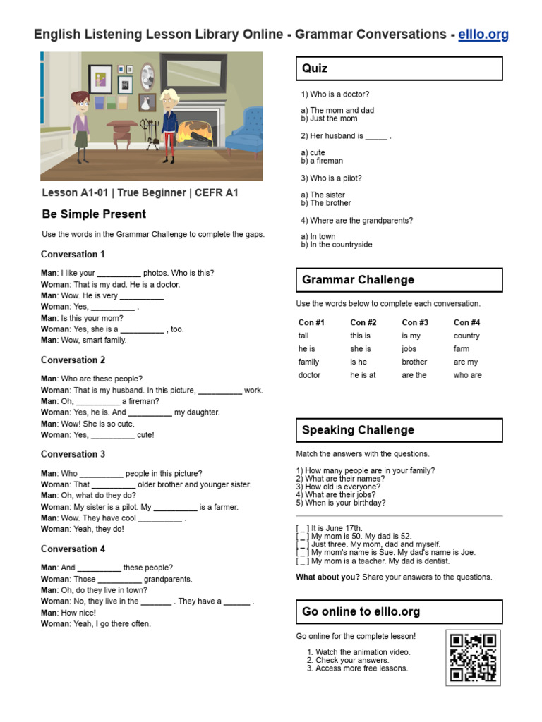 Be Verbs Jobs Family PDF Grammar Linguistics