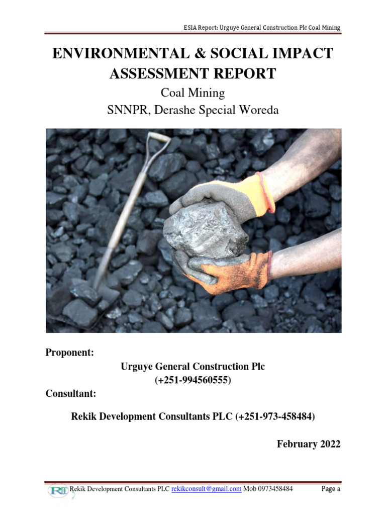 ESIA Report: Coal Mining in SNNPR | PDF | Coal | Environmental Impact ...