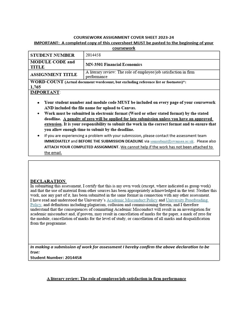 Employee Satisfaction and Firm Performance | PDF | Job Satisfaction ...
