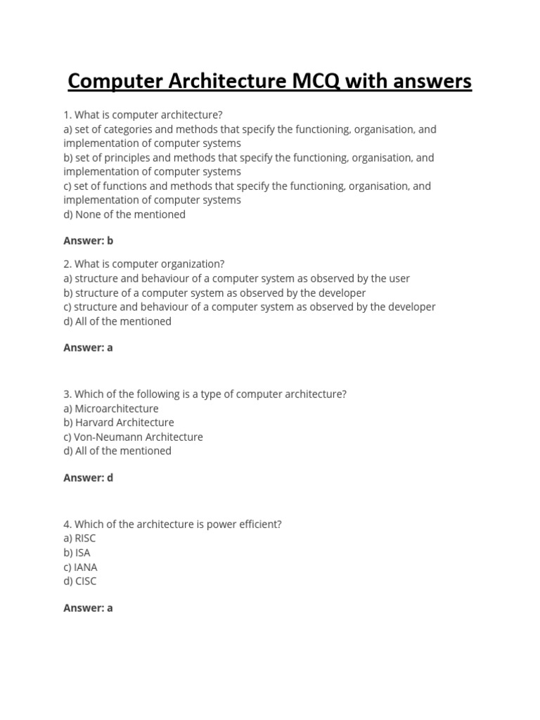 Computer Architecture MCQ With Answers (By AB Sir - 8910350813) | PDF ...