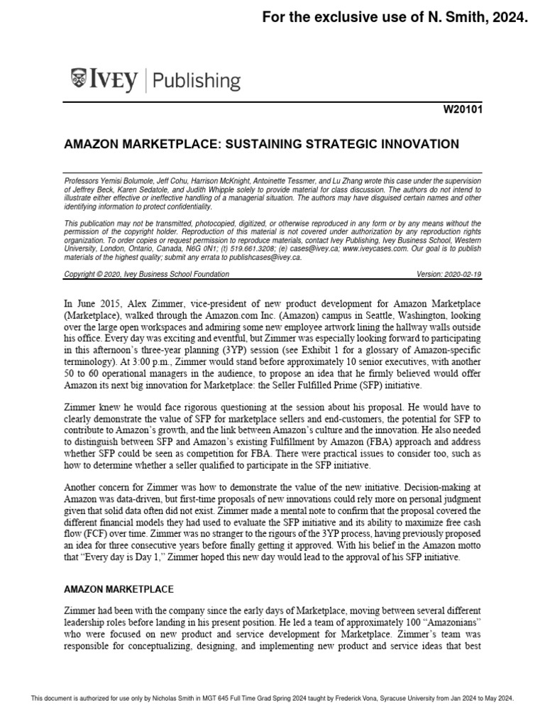 Amazon marketplace sustaining strategic innovation pdf investing