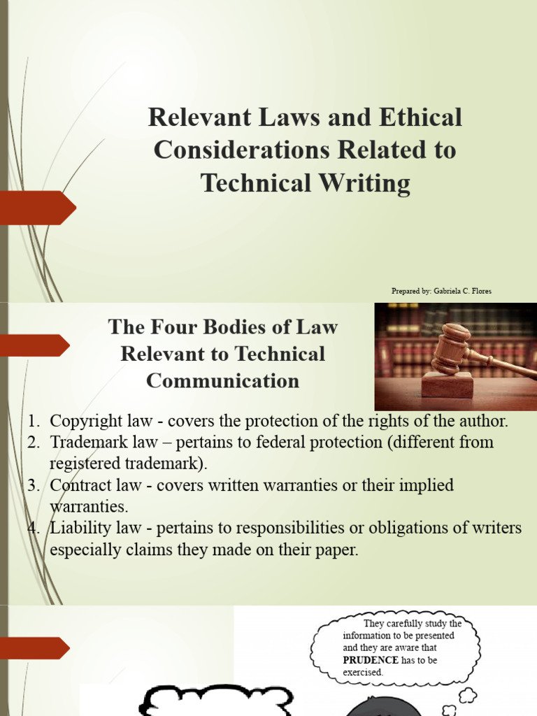 Relevant Laws and Ethical Considerations Related To Technical ...