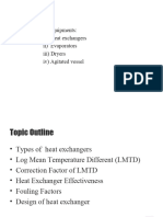 Heat Transfer Equipments: I) Heat Exchangers Ii) Evaporators Iii) Dryers Iv) Agitated Vessel