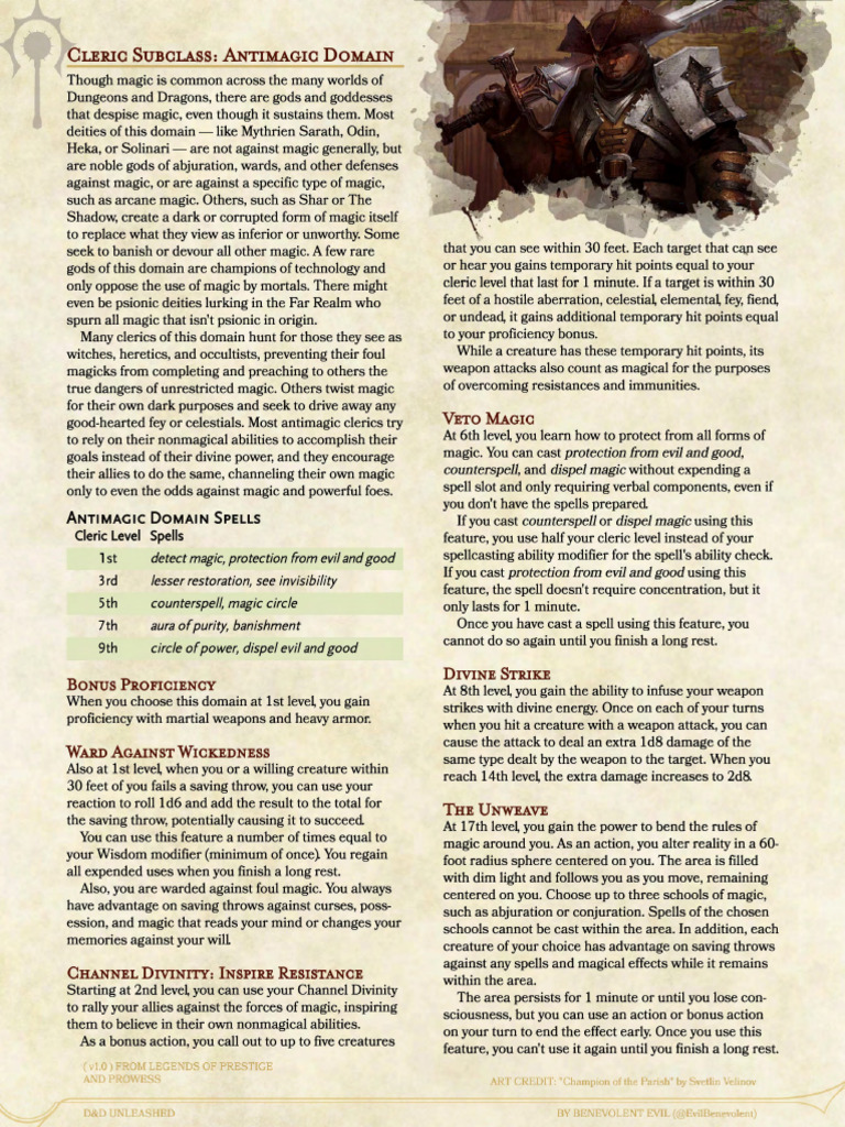 Antimagic Domain for Clerics | PDF | Dungeons & Dragons | Gary Gygax Games