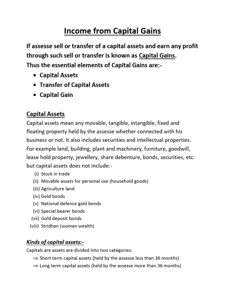 Income From Capital Gains Pdf Capital Gain Mergers And Acquisitions