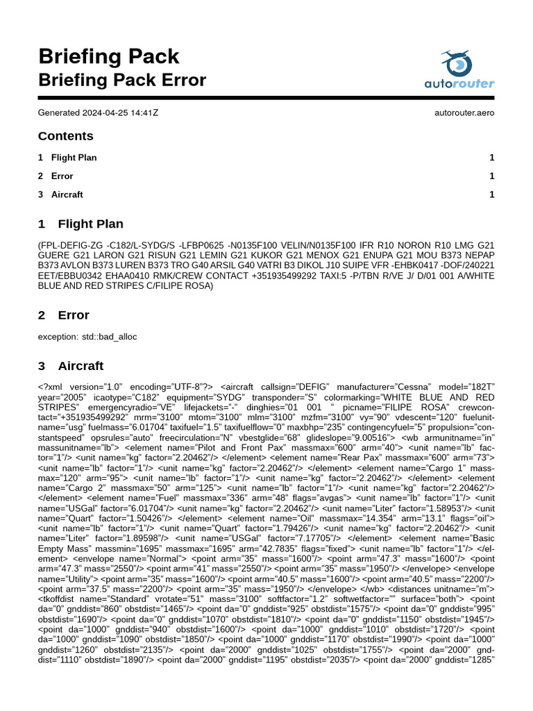 Flight Plan and Aircraft Details | PDF | Aviation | Aeronautics
