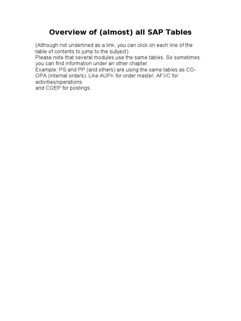 SAP Tables | PDF