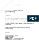 Carta para Cambio de Regimen Contributivo Al Subsidiado