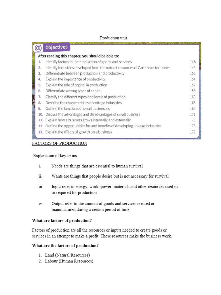 Production Part 1 Pdf Factors Of Production Entrepreneurship