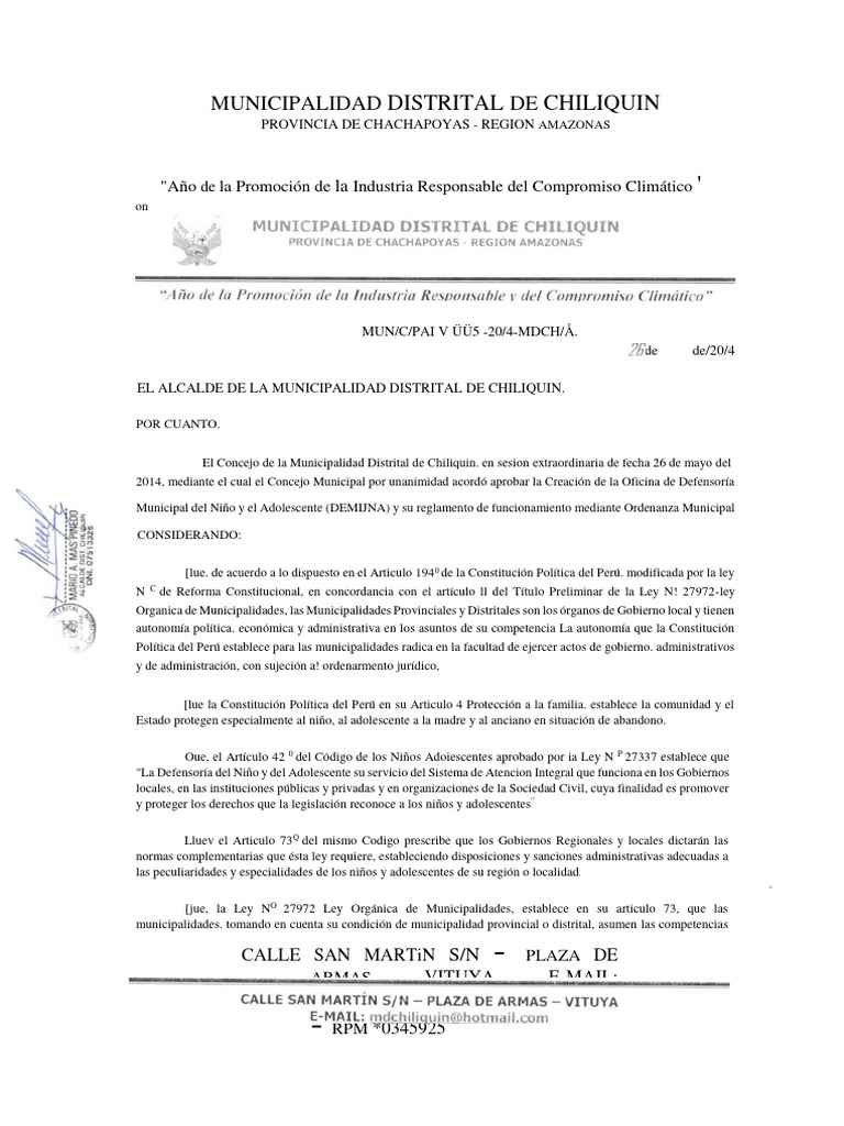Creacion Demuna | PDF | Gobierno local | Perú