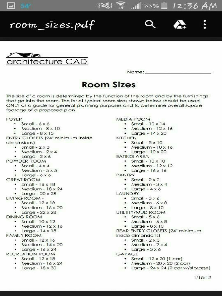 Architecture Cad - Room Sizs | PDF