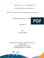 Unidad 1 –  Paso  2 – INDIVIDUAL Identificar conceptos de la psicologí_a laboral y las organizaciones