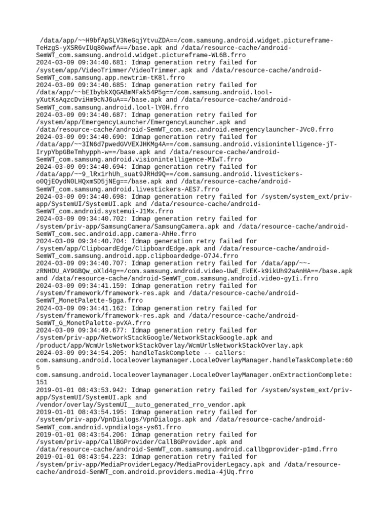 Idmap Generation Retry Failures Log | PDF | Android (Robot) | Android ...