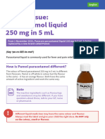 Paracetamol Liquid 250 MG in 5 ML Supply Issue English Factsheet