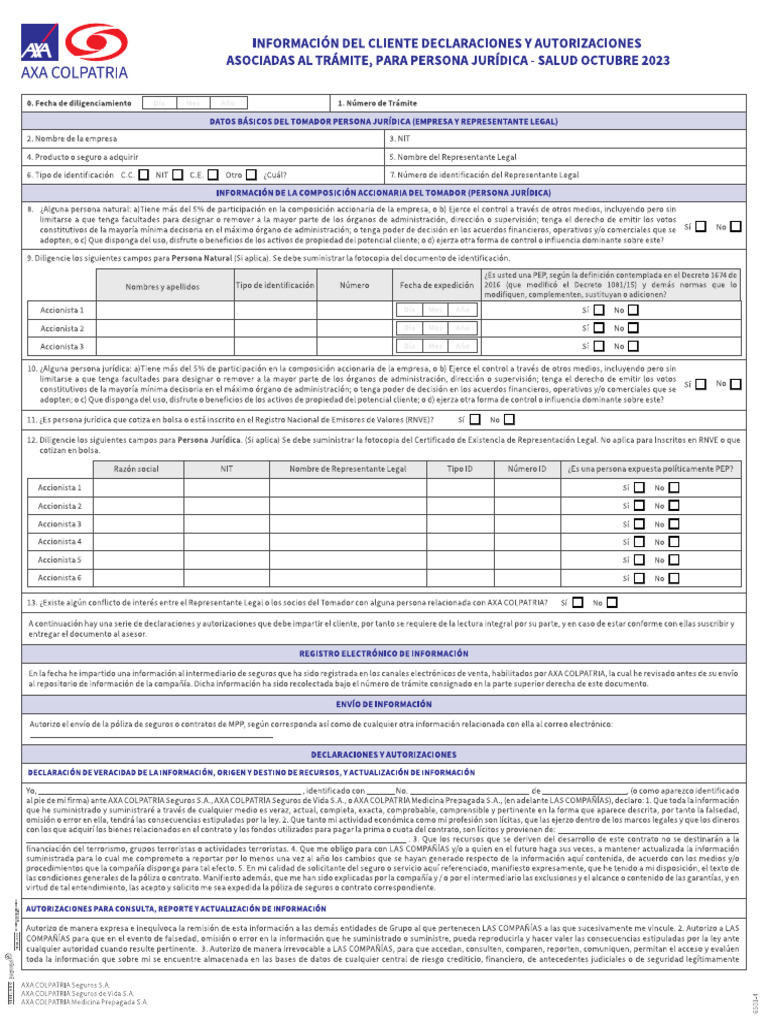 SALNorma SARLAFT Info Cliente Salud Persona Jurídica PDF