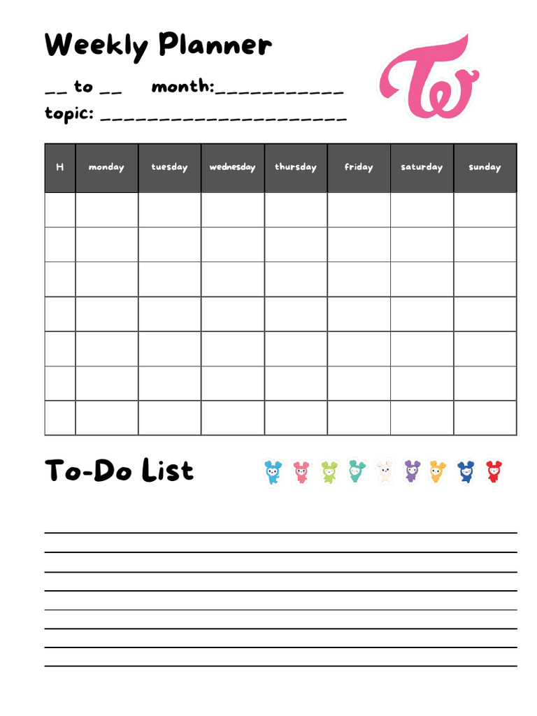 Weekly Planner Template Pdf