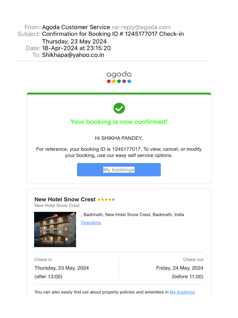 Hotel Booking Confirmation | PDF