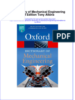 A Dictionary of Mechanical Engineering 2Nd Edition Tony Atkins Download 2024 Full Chapter