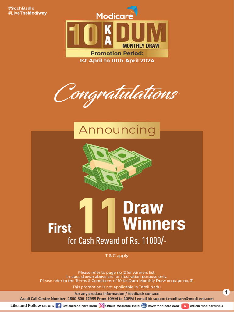 10 Ka Dum Draw Winners National Poster Apr'24 | PDF | Gujarat