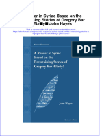 A Reader In Syriac Based On The Entertaining Stories Of Gregory Bar %Ca%Bfebraya John Hayes download 2024 full chapter