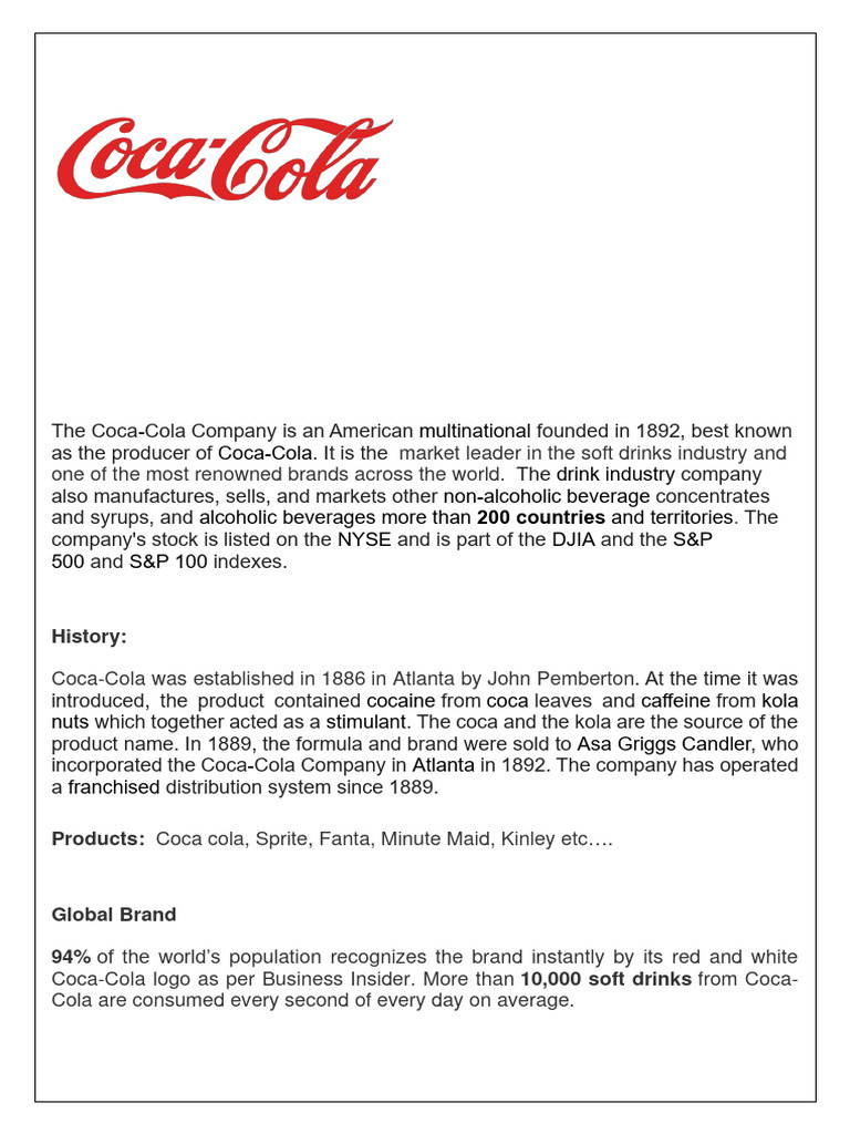 Coca-Cola Marketing Strategies & SWOT Analysis | PDF | The Coca Cola ...