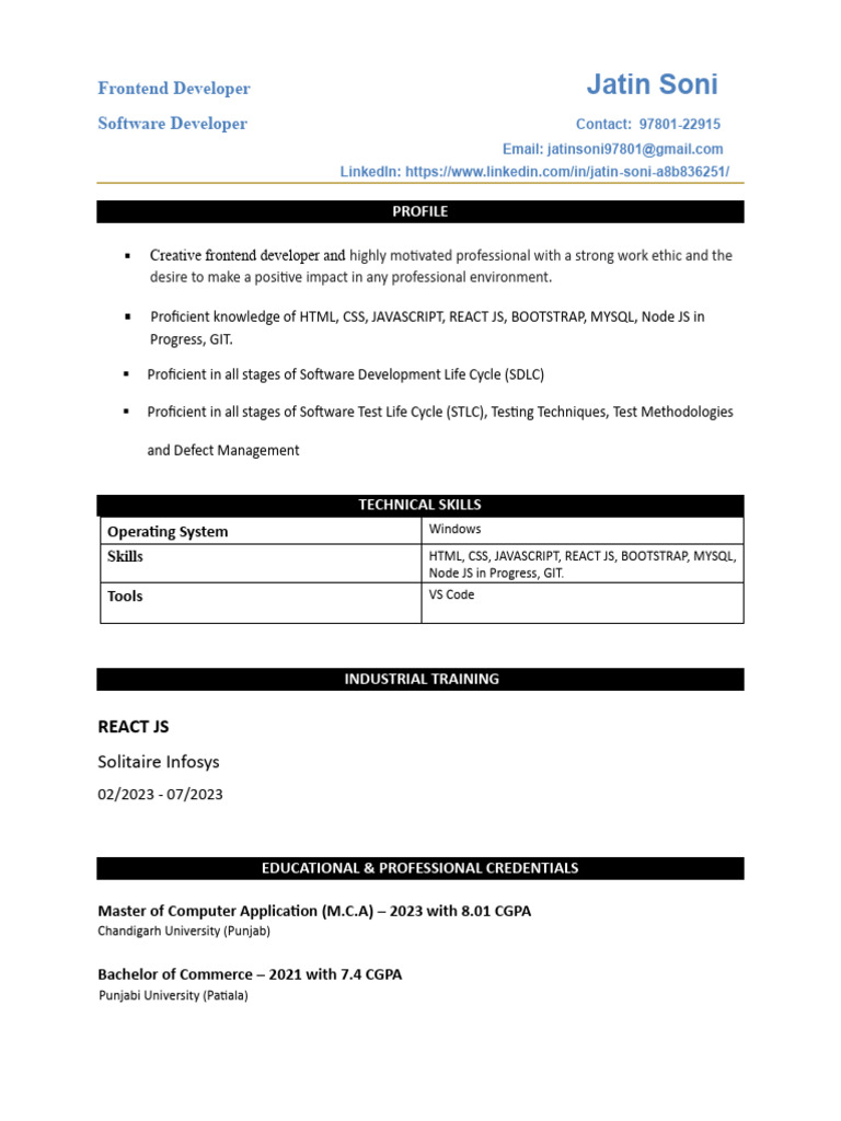 Jatin s resume 3 pdf java script application software