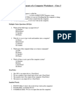 Class 3 - Basic Components of A Computer (Revision Worksheet) - April 2024