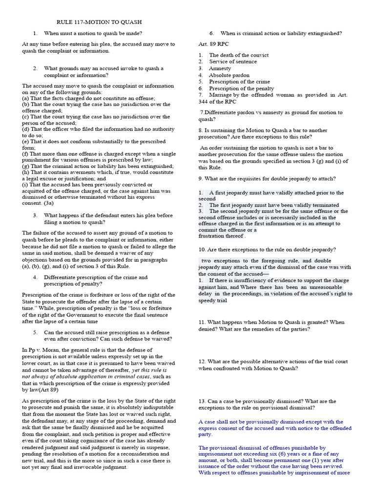 RULE 117 PDF Statute Of Limitations Crimes