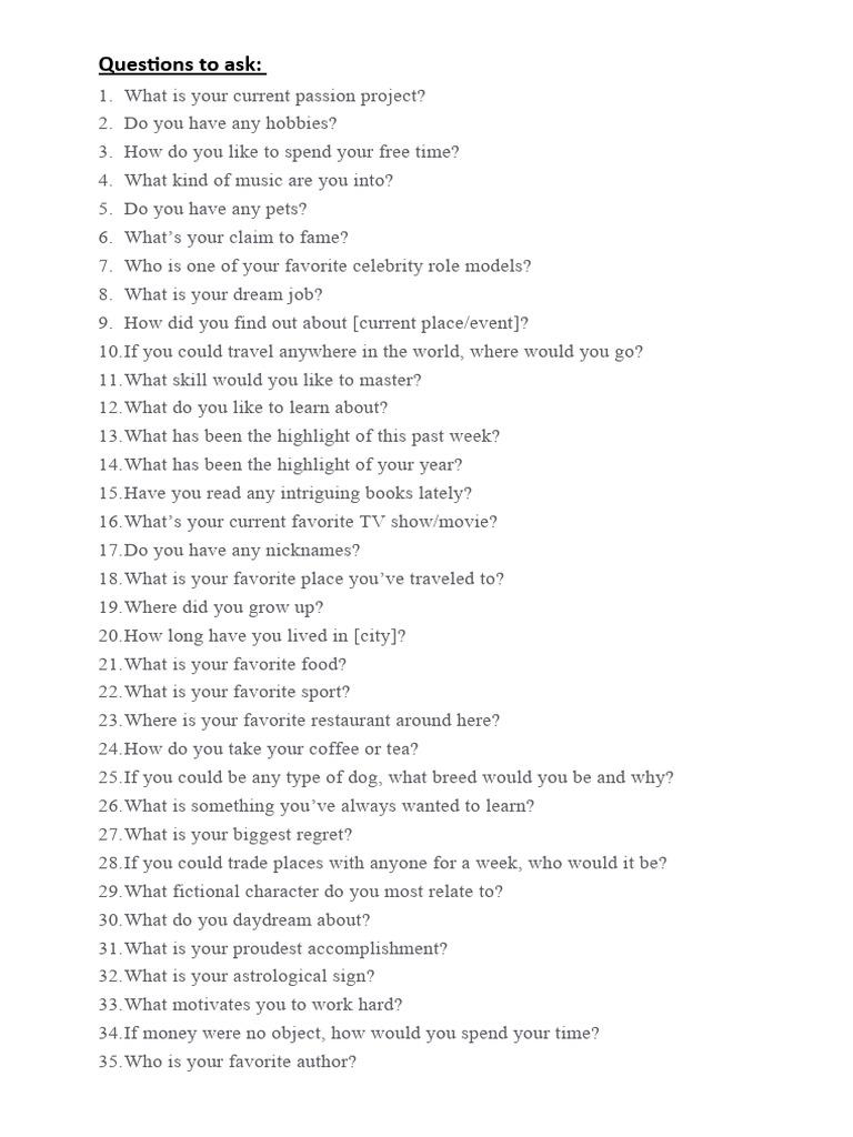 Engaging Questions to Know Friends Better | PDF