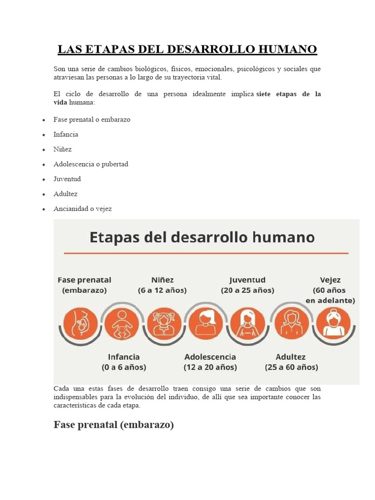 Etapas del Desarrollo Humano | PDF | Adultos | Adolescencia