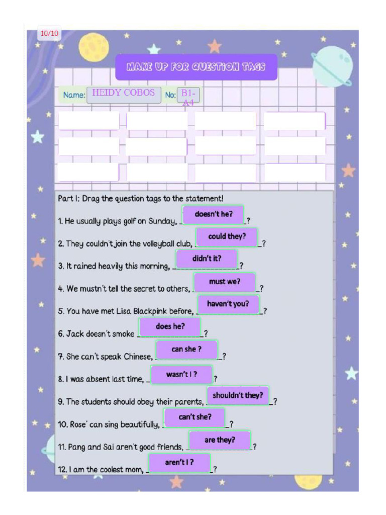 HOMEWORK Tag Questions | PDF