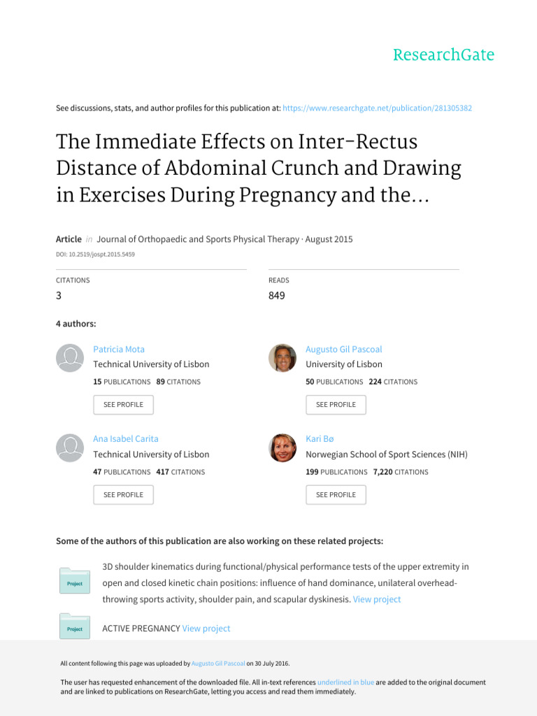 JOSPT - 2015 - Diastasis - The Immediate Effects On Inter-Rectus ...