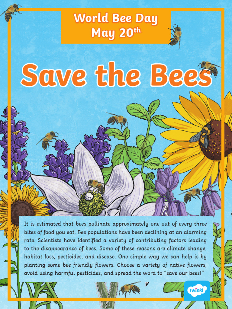 Ca SC 424 World Bee Day Save The Bees Display Poster - Ver - 1 | PDF