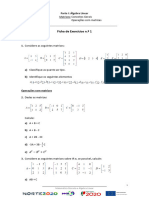 Ficha de Exercícios n.º 1 - Matrizes_Conceitos Gerais; Operações Com Matrizes