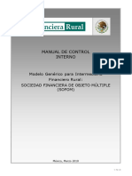 Manual de Control Interno Modelo Generico para Intermediario Financiero Rural Sociedad Financiera de Objeto Multiple Sofom