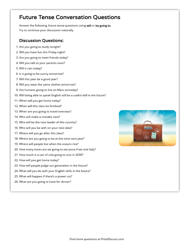 Future Tense Discussion Questions | PDF