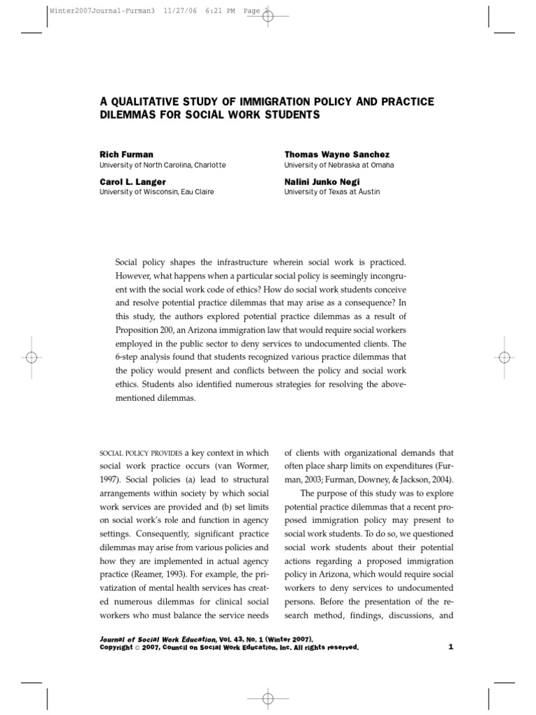 A Qualitative Study of Immigration Polic | PDF | Immigration | Social Work
