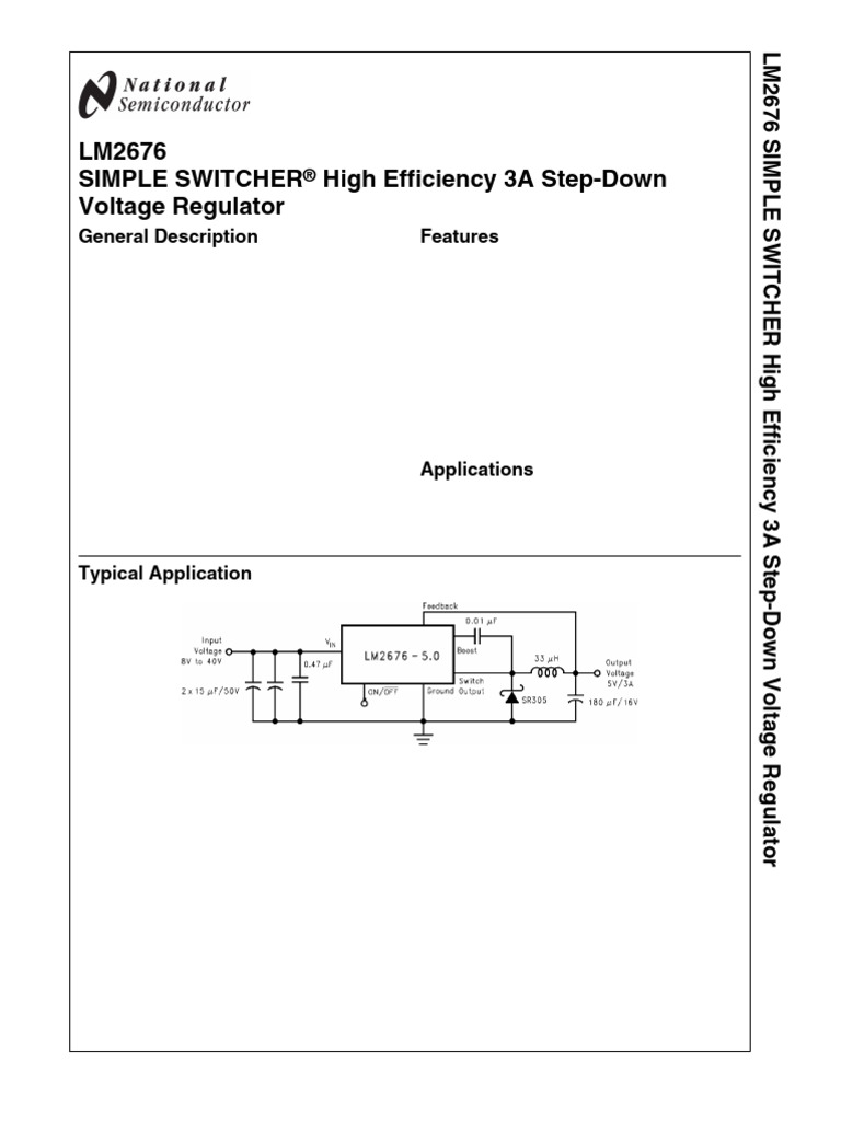 LM2676 Simple Switcher High Efficiency 3A Step-Down Voltage Regulator ...