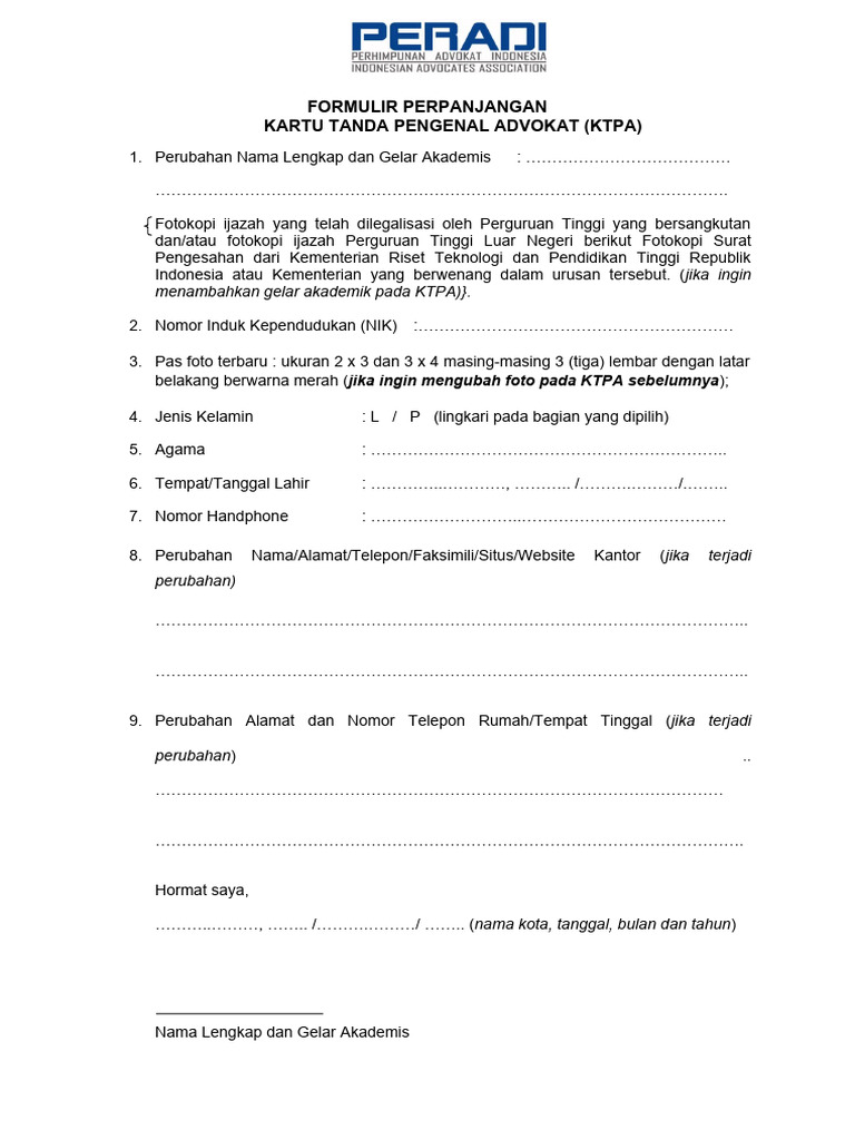 Formulir Dan Syarat Perpanjangan KTPA 2025 2027 PDF