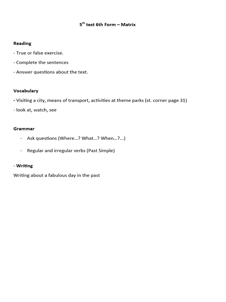 6th Form English Test Prep | PDF