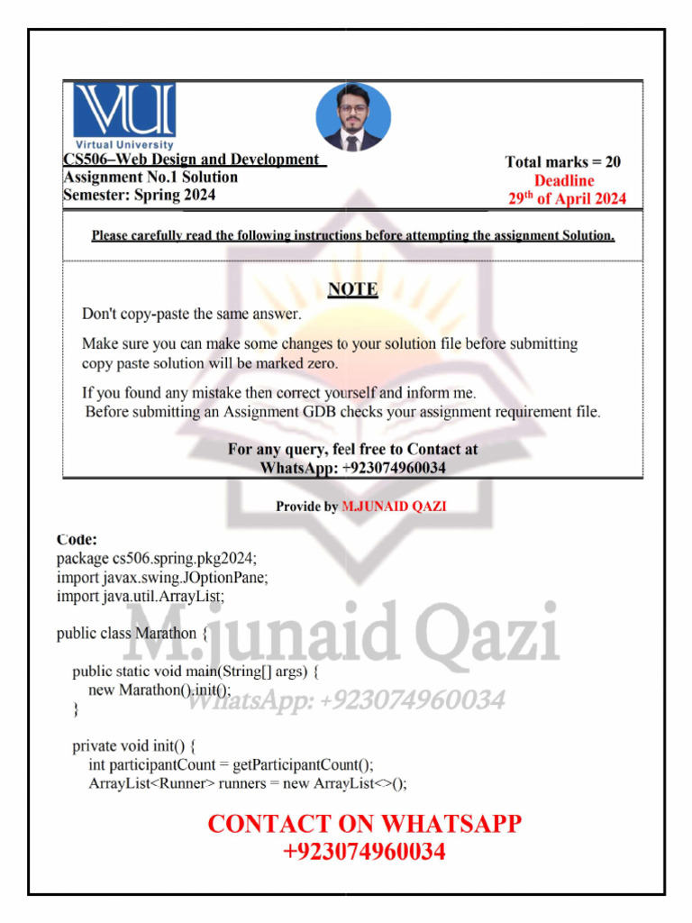 CS506-Assignment 1 Solution Spring 2024 by M.junaid Qazi | PDF