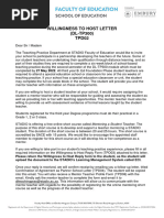 Willingness To Host Letter - 5 Week Mainstream and 1 Week LSEN Observations - Please Use The Same Letter