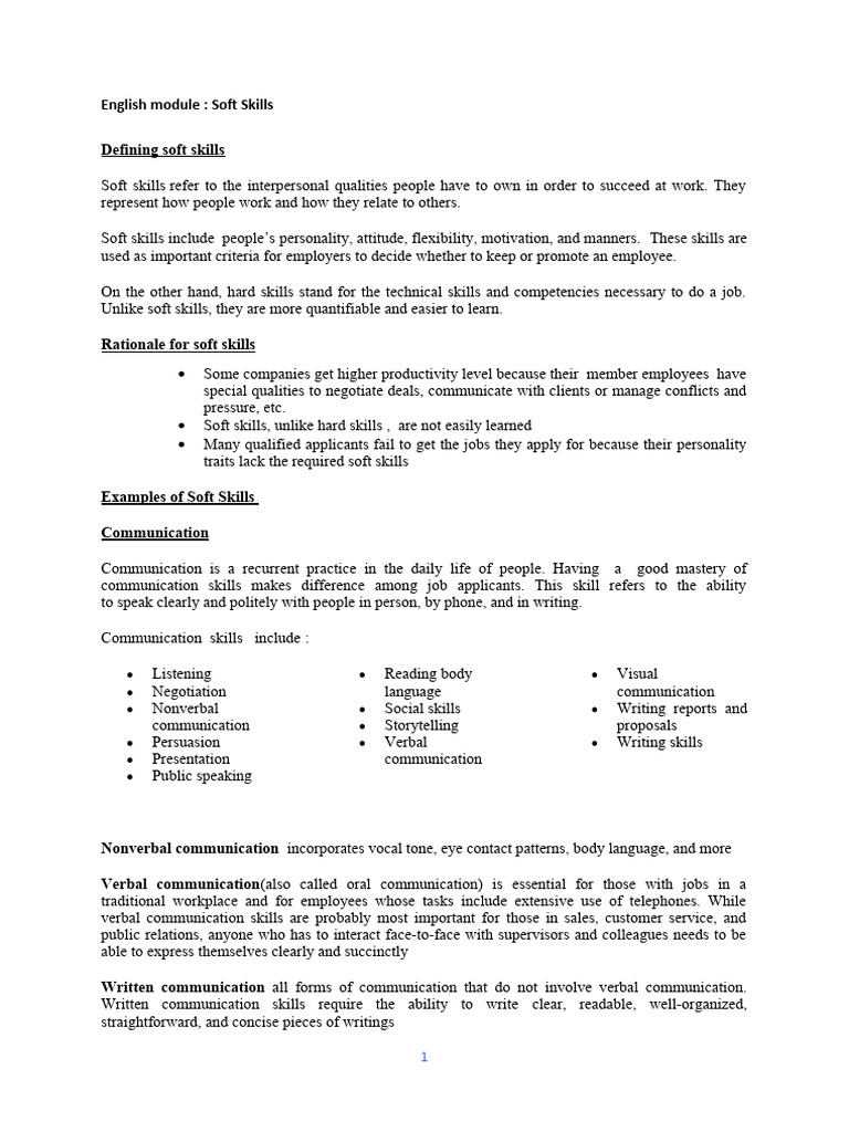 Introduction to Soft Skills Training | PDF | Communication | Skill