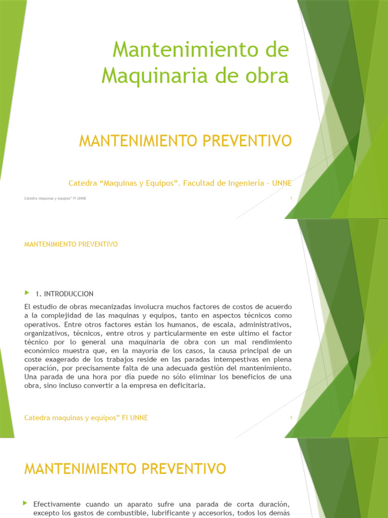 Mantenimiento De Maquinaria De Obra Pdf Planificación Lubricante