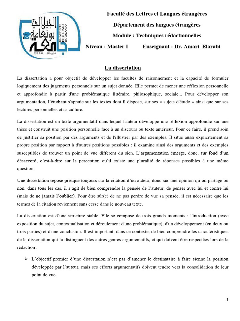 Techniques de rédaction de dissertation | PDF | Sujet (Grammaire ...