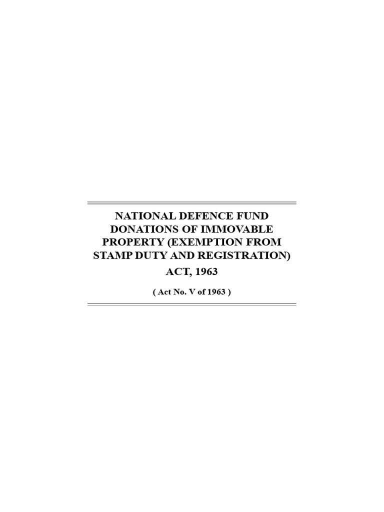 National Defence Fund Donation Act 1963 | PDF | Governance | Civil Law ...